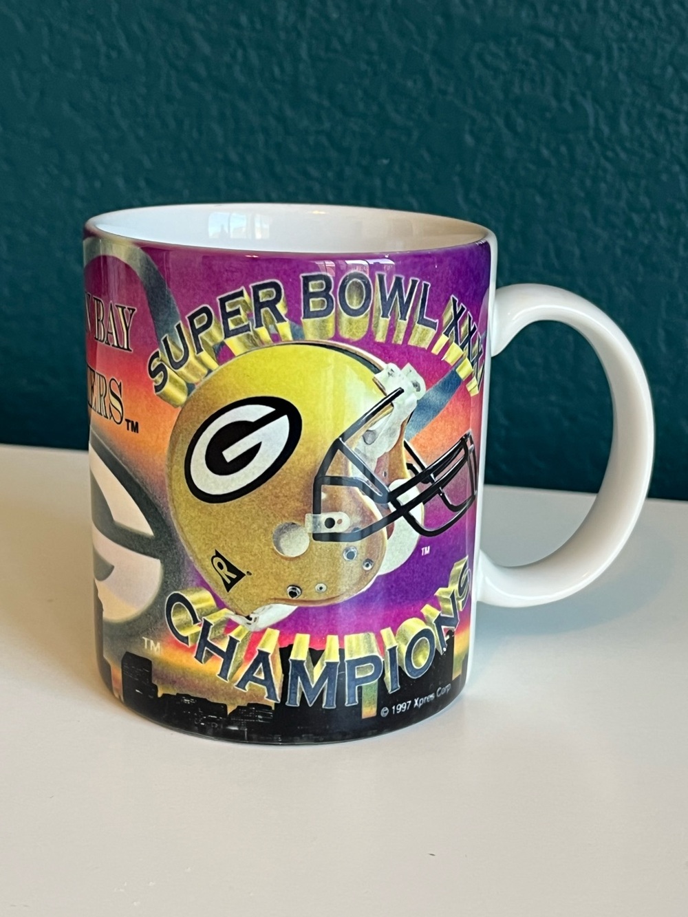 Rare Vintage 1997 Green Bay Packers Superbowl XXXI Champions Ceramic Mug 12oz